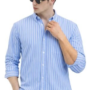 U TURN Men's Casual Printed Striped Stylish Latest Formal Shirt for Men | Cotton Mix 220 GSM