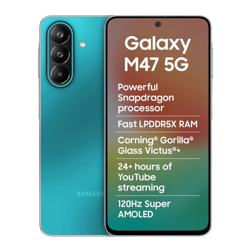 Samsung Galaxy M17e 5G Mobile (Blitz Blue, 4GB RAM, 128GB Storage) | Smoothest 120 Hz Refresh Rate| Monster 6000 mAh Battery | IP54 | 6 Gen OS Upgrades | AI | Gemini Live | Without Charger